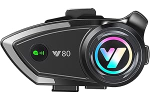 BTQILEYOO Y80 Motorcycle Helmet Bluetooth Headset,EQ Sound Switching, Bluetooth 5.3 Headphone, Smart Noise Reduction, HiFi Level Sound Quality, IP67 Waterproof, Compatible with All Helmets