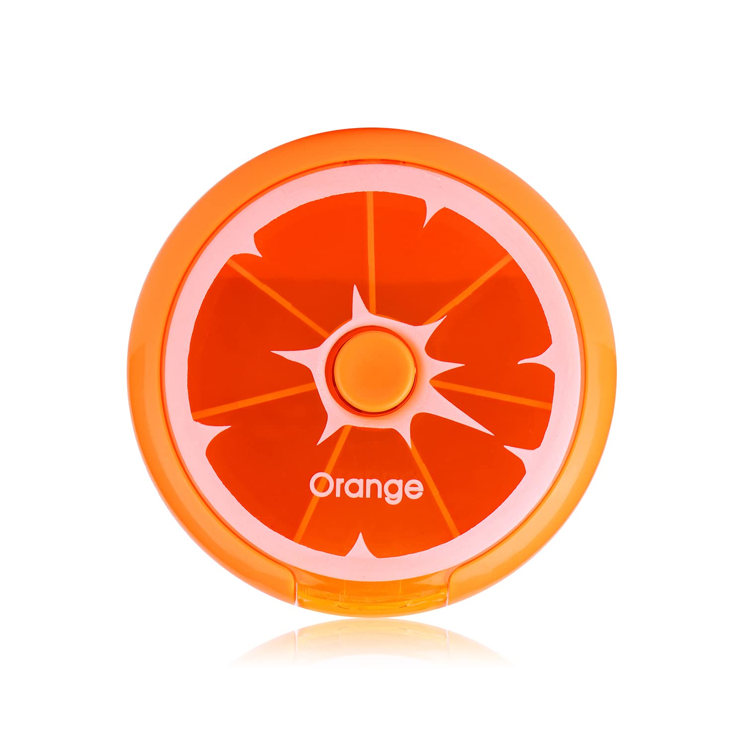 Creative Portable Mini 7 Day Weekly Circular Shape Rotary Cute Fruit Style Pill Storage Case Box(Orange)