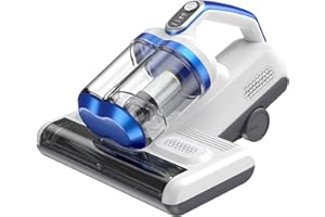 JPHYLL Mattress Vacuum Cleaner Bed Vacuum with 16Kpa Suction 253.7nm UV-C Light, 30000 Rpm/Min Dual Brushroll Rotation & HEPA Filter & Heating & Ultrasonic Tech, 10'' Dual Widened Suction Port, 500W, Corded