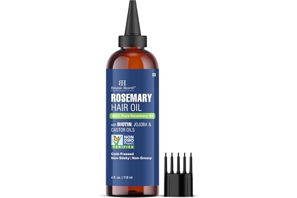 Botanic Hearth 100% Pure Rosemary Hair Oil with Biotin 4 Oz | With Biotin, Jojoba & Castor Oils | Cold Pressed, Non Greasy, N