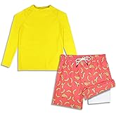 MILANKERR Toddler Boys Rash Guard Sets,Swim Trunks with Compression Liner UPF50+
