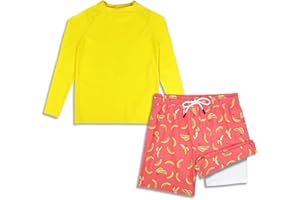 MILANKERR Toddler Boys Rash Guard Sets,Swim Trunks with Compression Liner UPF50+