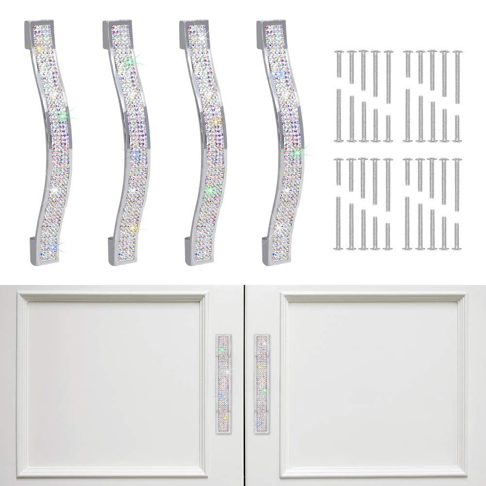 SAVORI Bling Cabinet Drawer Pull Handle for Home Kitchen Bathroom Furniture Wardrobe Dressing Cupboard Closet Table Bedside Table Door (14cm, AB Color)