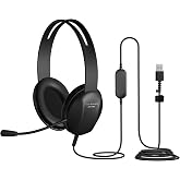 Cyber Acoustics AC-4006 USB-A Stereo Headset with Microphone for PC | Made with 60 Percent Recycled Plastic, Durable, Crisp, and Clear Communication, in K-12 Classrooms or Home