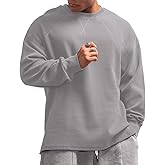 JEEING GEAR Men's Basic Long Sleeve Waffle Sweatshirt Loose Fit Workout Pullover Crewneck Shirt