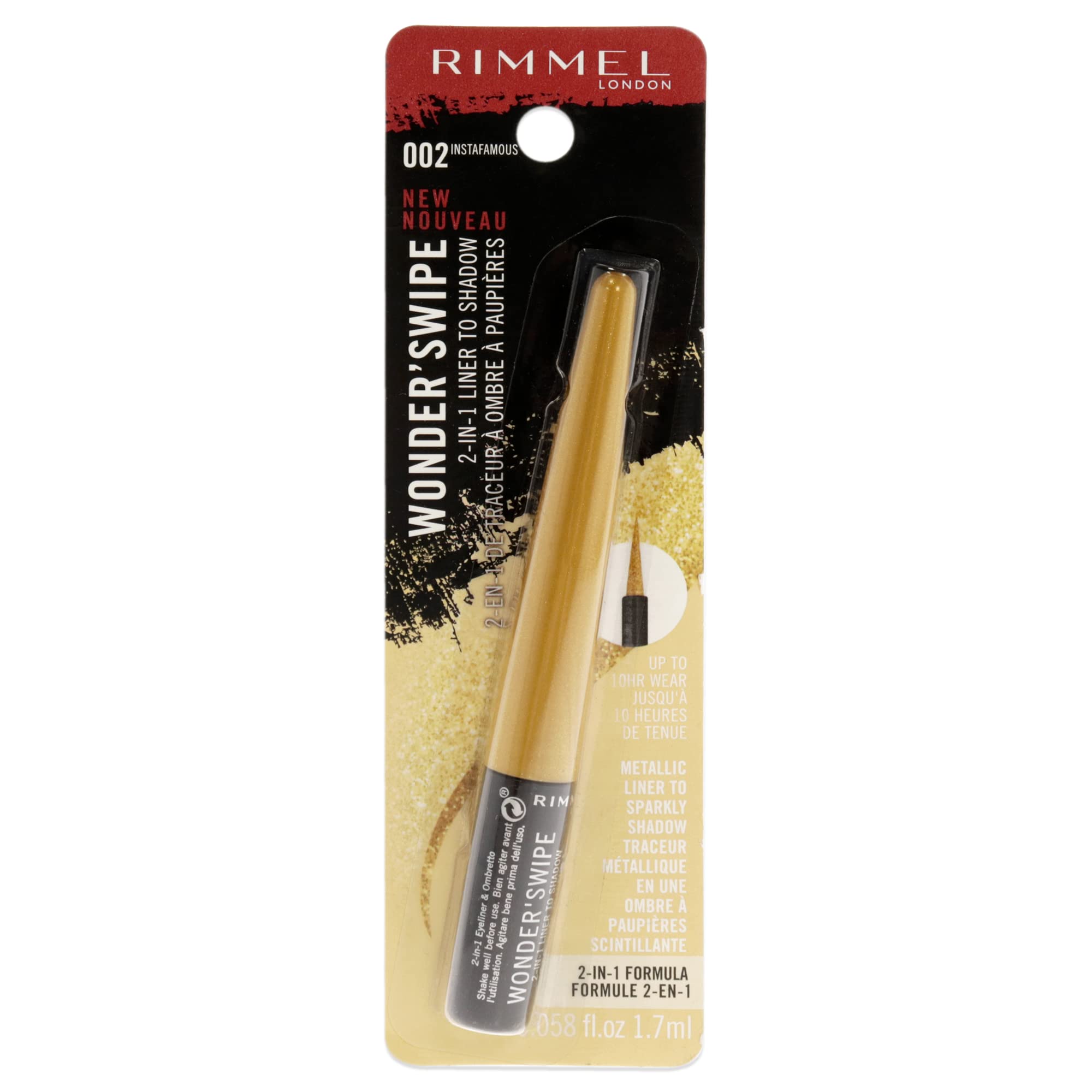 Rimmel London Wonder Swipe 2-in-1 Liner to Shadow - 002 Instafamous For Women 0.058 oz Eyeliner