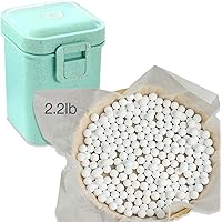 2.2Lb Ceramic Pie Weights Baking Beans Pie Crust Reusable 10mm Weights Natural Ceramic Stoneware with Wheat Straw Container (