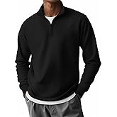 COOFANDY Men's Quarter Zip Mock Neck Pullover Sweater