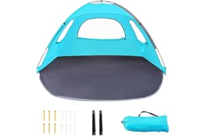 Outterra Beach Tent for 3-4 People, UPF50+ Sun Shelter with Breathable 3-Way Ventilation, 8.0mm Reinforced Fiberglass Poles, Portable Shade Canopy for Beach & Camping (Green)