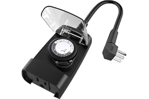G-Homa 24 Hour Mechanical Outdoor Timer Outlet, Outdoor Timer for Lights, 3-Prong Outdoor Light Timer Waterproof for Home and Garden 15A 1/2HP Heavy Duty, CSA Listed