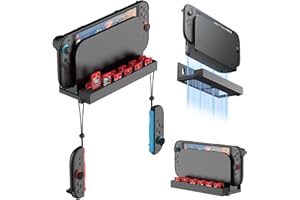 JUSPRO Metal Wall Mount for Nintendo Switch 2, Space-Saving Dock Bracket with 12 Game Card Slots & 2 Joy-Con Hangers - Perfect for Behind TV, Sturdy Organizer for Switch 2 Accessories