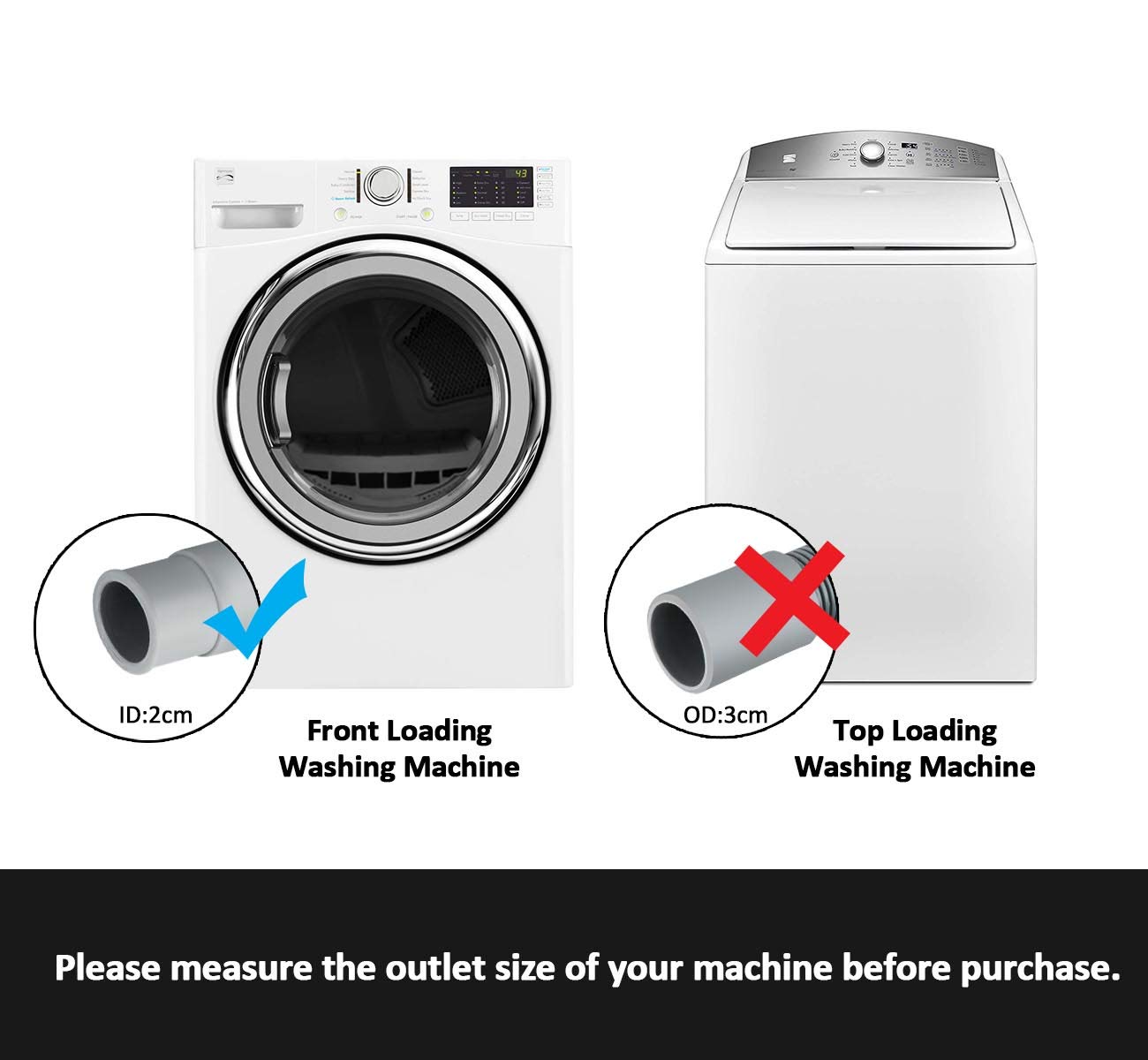 1Plusselect Washing Machine Drain Hose Extension Kit, Universal Replacement Flexible Washing Mashine Discharge Hose Dishwasher Drain Hose(5FT)