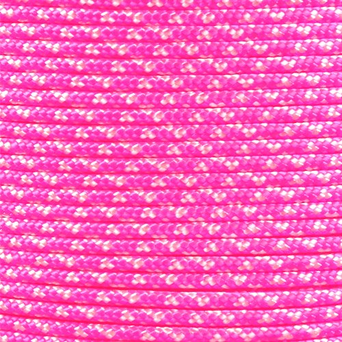 PARACORD PLANET 10, 25, 50, and 100 Foot Hanks of 425 Paracord (3mm) - Made of 100% Nylon for Tactical, Crafting, Survival, General Use, and Much More (Neon Pink Zebra, 100 Feet)