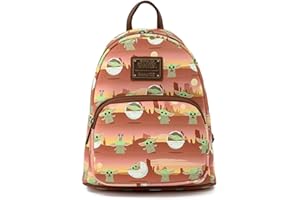 Loungefly Star Wars Baby Yoda Brown AOP Womens Double Strap Shoulder Bag Purse