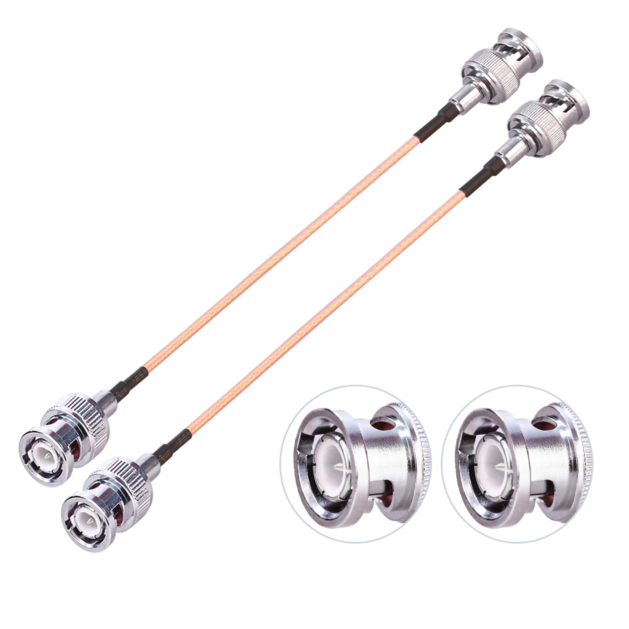 TUOLNK 6 Inch BNC Male to BNC Male Coax RG316 Cable Pack of 2 for CCTV/Camera/DVR Systems