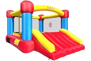 Causeair Inflatable Bounce House with GFCI Blower,12 ft L x 9 ft W,Basketball Hoop,Dart Ball Game,Durable PVC Coated Bounce Area,Jumping Bouncy Castle with Slide