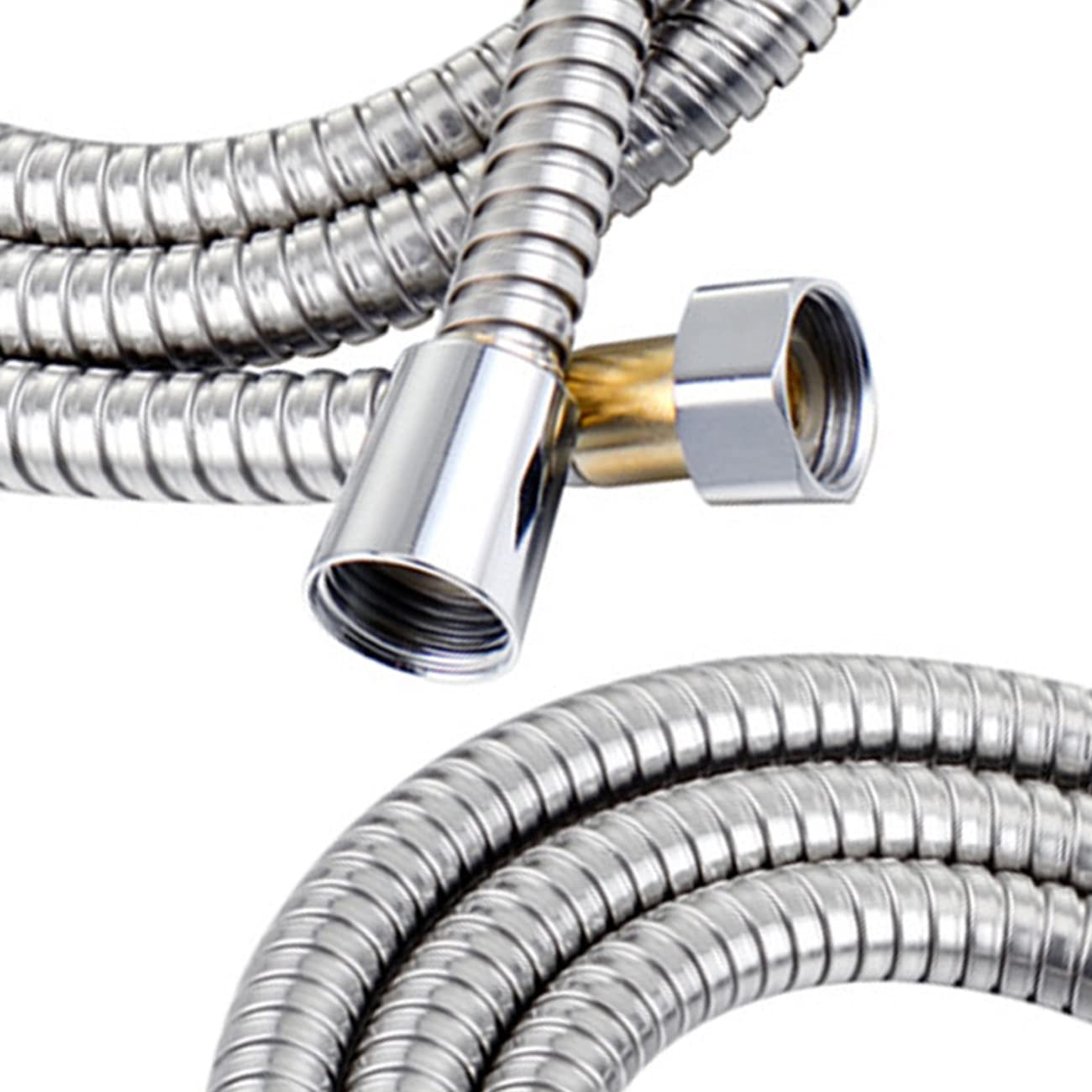 2M Shower Hose, Stainless Steel Shower Hose, Extremely Flexible, Anti-Twist, with Kink Protection, Metal Hose, Super Bending, Chrome