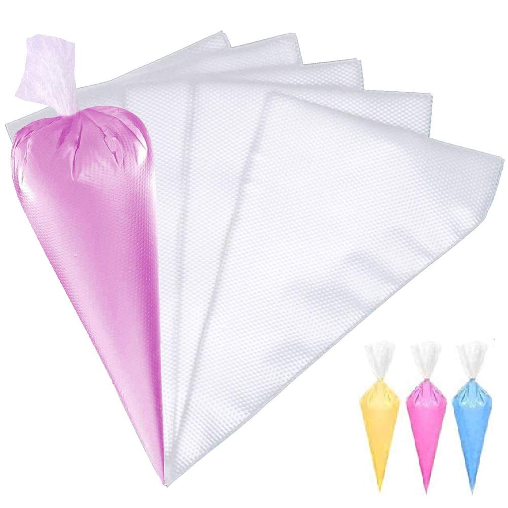 kuou 100 Pcs Disposable Piping Bags, Medium Icing Bags Plastic Pastry Bags, Clear Piping Bag for Cake Cupcake Dessert Cookies Decoration
