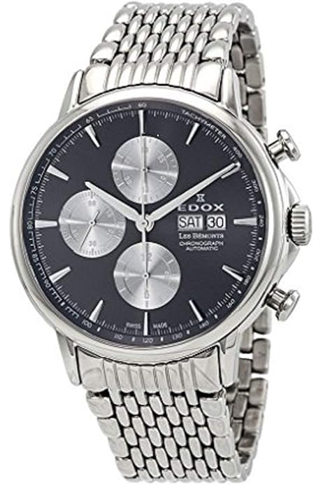 edox men's 38001 tin ain chronorally analog display swiss quartz black watch