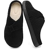 LeIsfIt Slippers for Women Wide Memory Foam House Slippers Corduroy Slip on Bedroom Slipper Non-slip Warm House Shoes Indoor and Outdoor