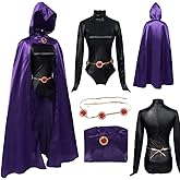Lkmieos Raven Cosplay Costume Raven Purple Top Skirt Suit Full Set Dress with Socks
