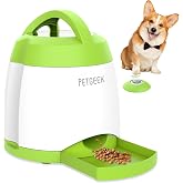 PETGEEK Dog Treat Dispenser with Button, Automatic Dog Feeder with Remote Control and Dual Power Supply, Dogs Puzzle Toys and Interactive Pet Stimulation Toys for Indoor or Outdoor Play(Green)