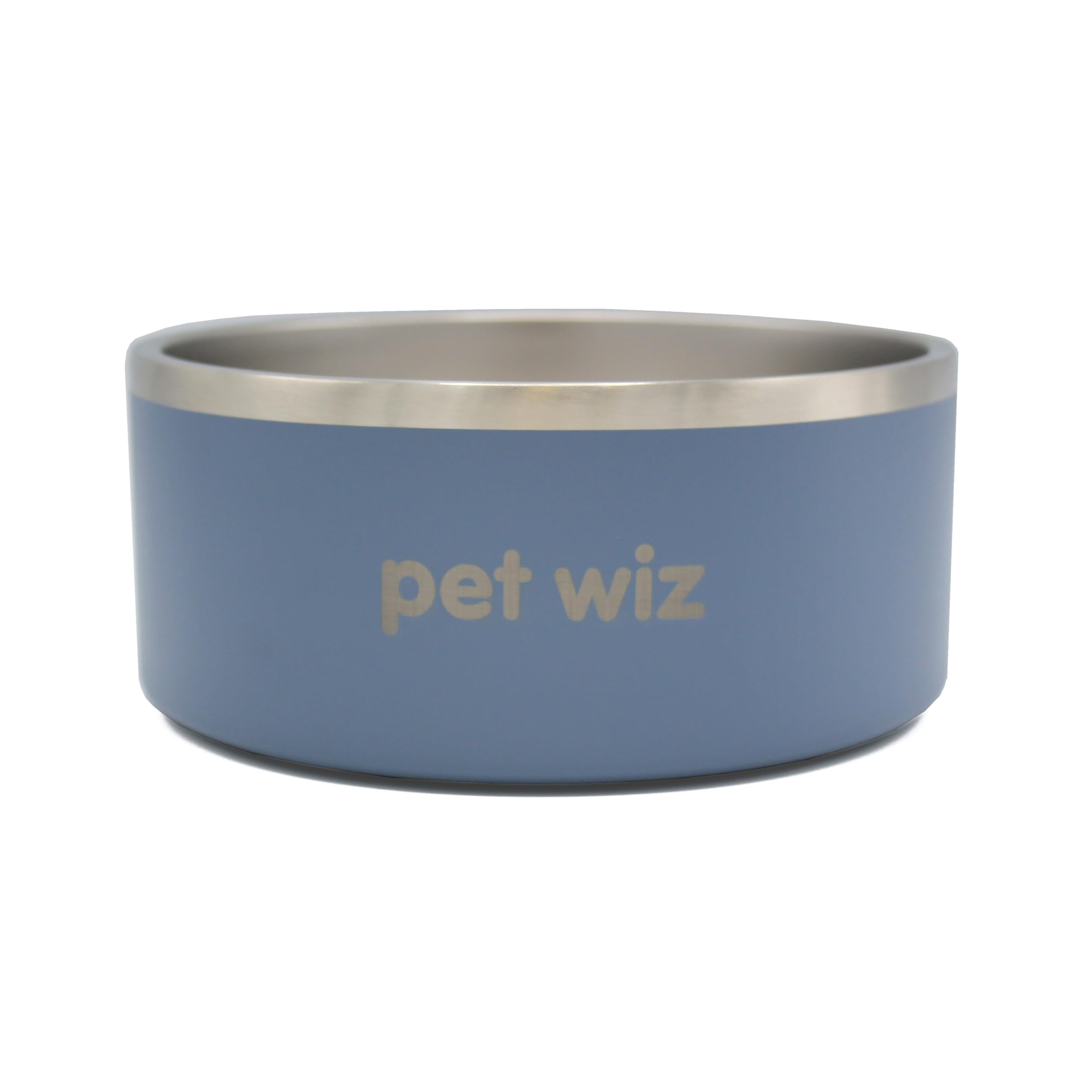 Stainless Steel Double Walled Dog Bowls | Durable, Non-slip & Dishwasher Safe Pet Bowl with Powder Coating Colour | Available in 900ml and 1900ml, in Grey or Teal (Grey, 1900ml)