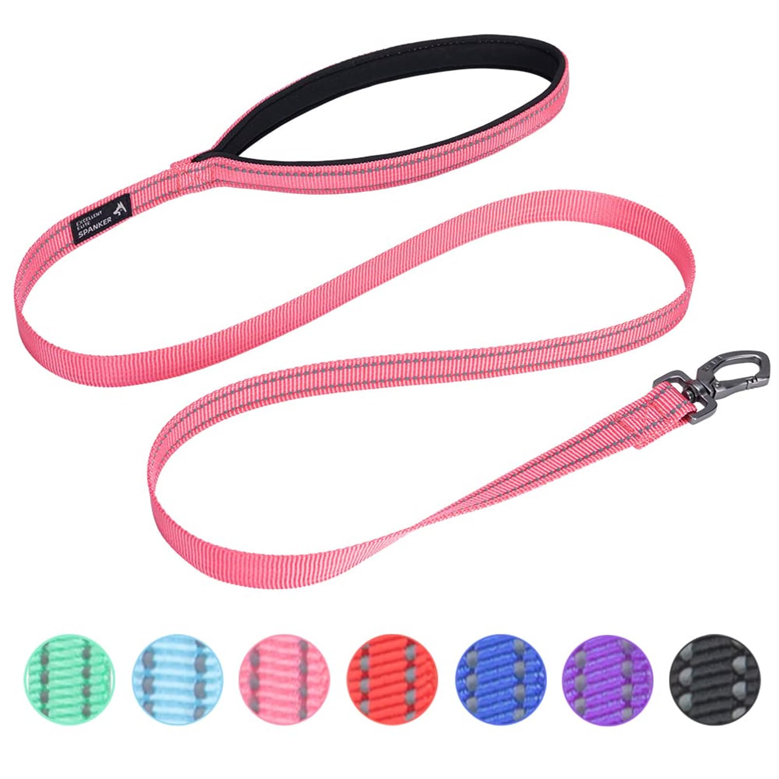 EXCELLENT ELITE SPANKER Strong Durable Reflective Dog Walking Leash Traction Rope 4 Feet Long 3/4" Wide with Comfortable Padded Handle for Small Dog(Pink) — image 1