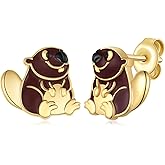 Beaver Earrings 925 Sterling Silver Beaver Stud Earrings Cute Animal Jewelry Gifts for Women