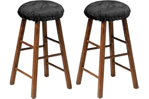 mudilun Round Bar Stool Cushions Soft Comfortable Tufted Barstool Covers Elastic Bands Anti-Slip Stool Cushions Replacement (Black, 14x14x2(2pc))