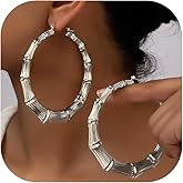 Bamboo Earrings for Women 90s Outfits for Women Large Gold Bamboo Hoop Earrings Hip Hop 80s 90s Jewelry Gifts Party Custom Accessories Juneteenth Shirts Outfit