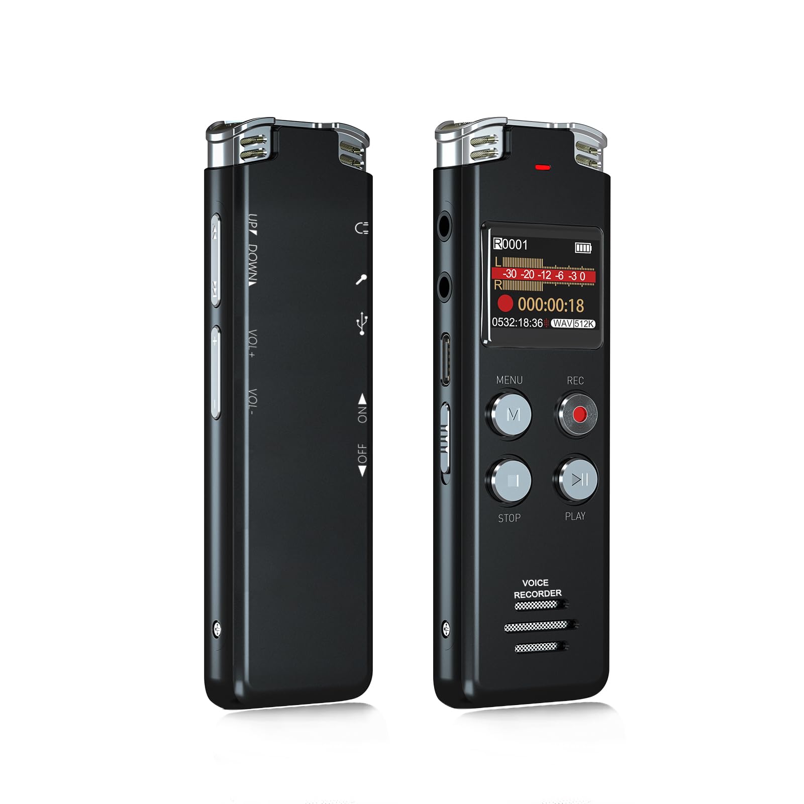 EVISTR 128GB Digital Voice Recorder - Audio Voice Activated Recording Device with Playback Noise Reduction - Rechargeable HD Dual MIC Dictaphone for Lectures Meetings