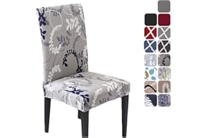 HZDHCLH Grey Chair Covers for Dining Room 6 Pack,Stretch Spandex Parsons Chair Slipcover Set of 6,Washable Anti-dust Chair Seat Cover for Kitchen,Wedding,Party