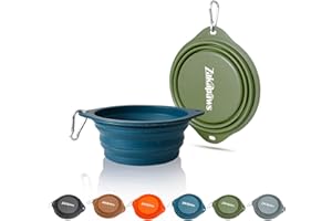 ZAKAPAWS Silicone Dog Travel Bowl, 2 Pack Collapsible Pet Bowl, Foldable No Plastic Rim Pet Feeding Bowls, No Spill Water Cup for Pet
