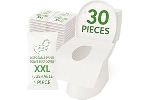 DZHONGD Individually Wrapped XXL Toilet Seat Covers Disposable Flushable for Travel (30 Pack), Full Coverage Paper Liners for Kids & Adults