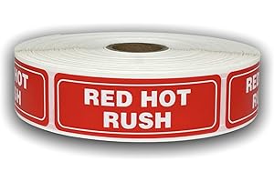 LABELS AND MORE INC. 1 Roll 1x3 RED HOT Rush Special Handling Shipping Mailing Stickers with 500 Labels per roll
