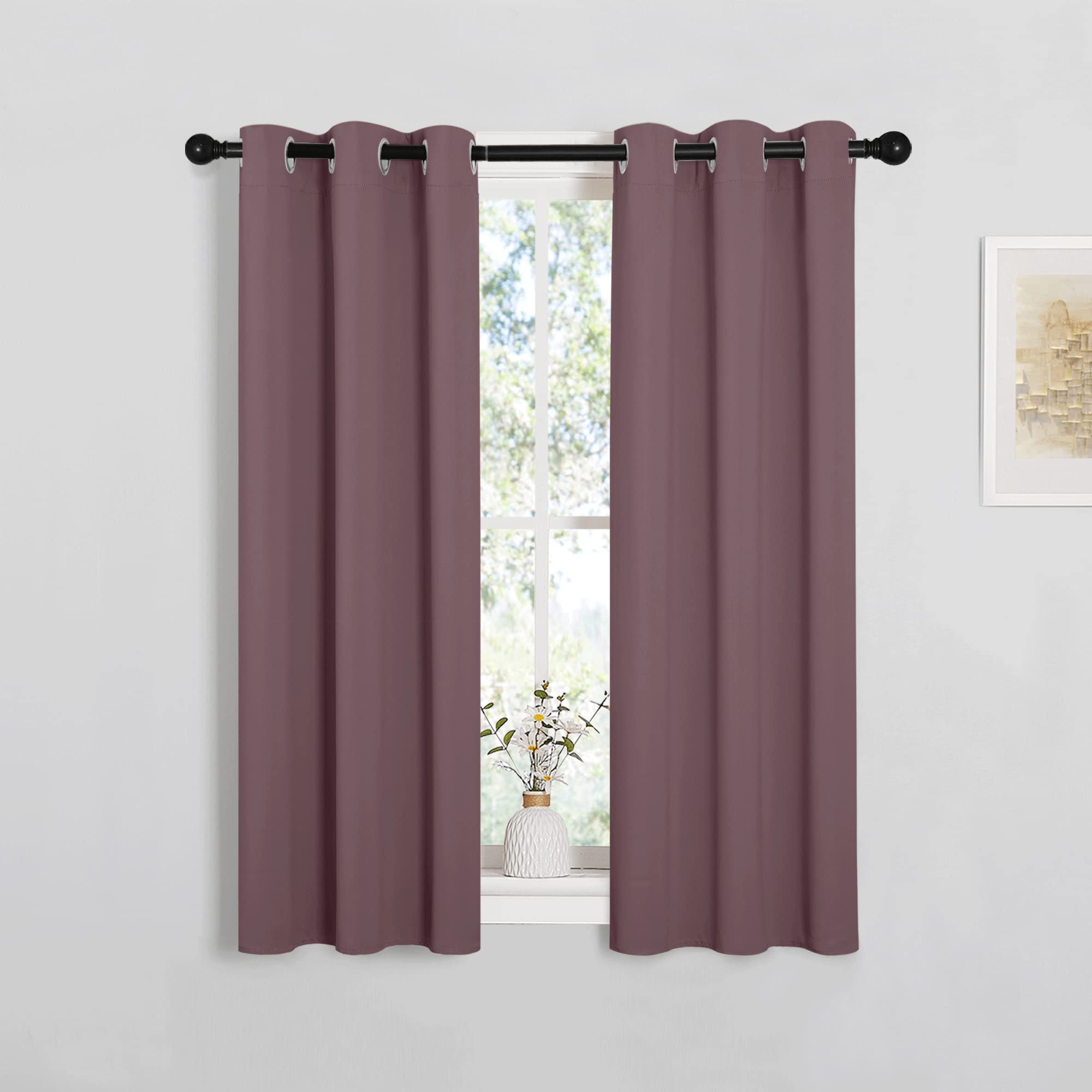 NICETOWN 84 inches Blackout Curtains for Office and Theater, Dry Rose, 1 Pair, 42 inches Wide, Thermal Insulated Solid Grommet Drapes for Living Room