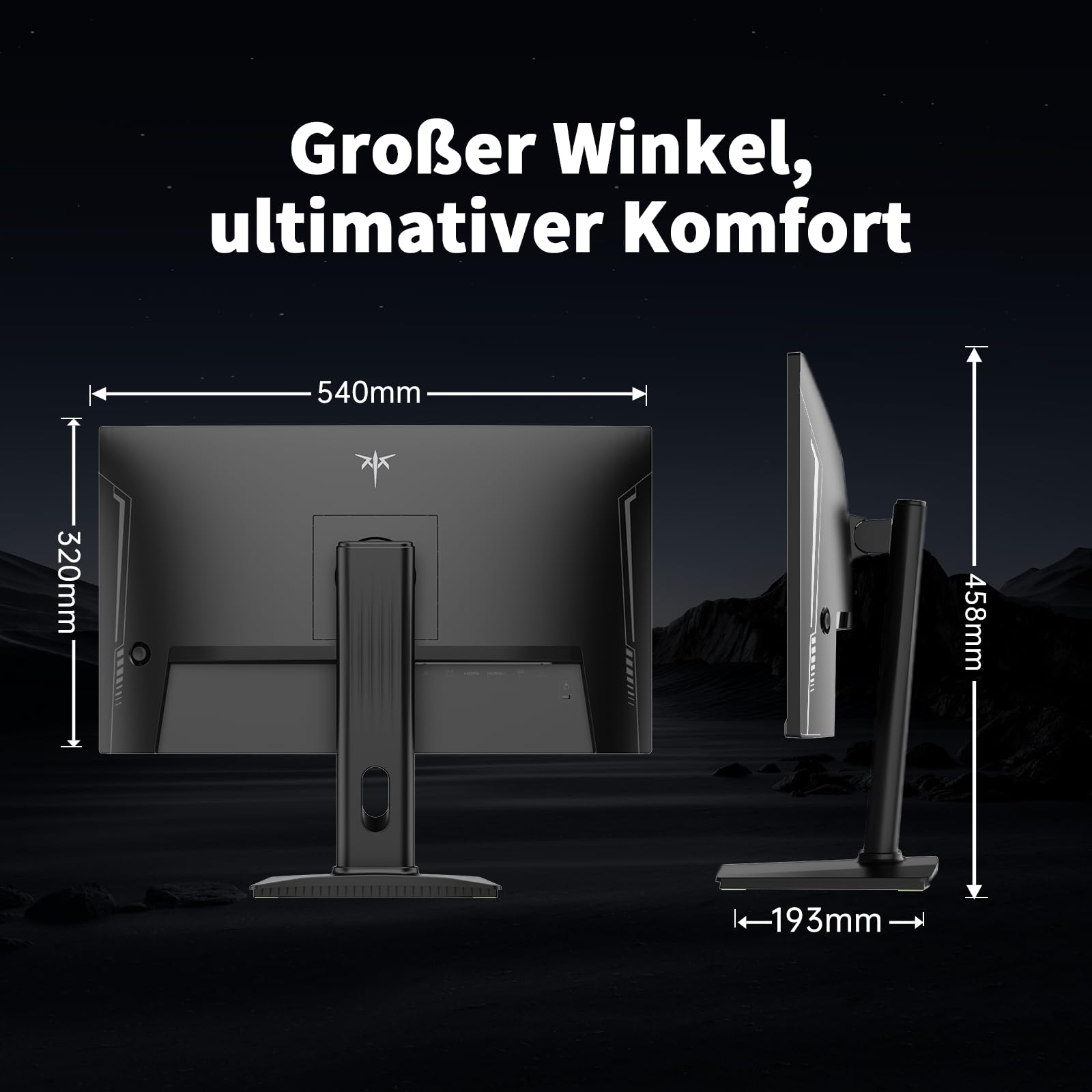 KTC Gaming Monitor, Bildschirm 24 Zoll QHD 2K@180Hz / 144Hz mit Fast IPS Panel,1ms, HDR 400, Adaptive Sync, 400 cd/m² Helligkeit, Verstellbarer Ständer für vertikale und VESA (100x100 mm) 7