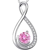 Dorella Mothers Day Jewelry Birthday Gifts for Women Forever Love Infinity Necklace Mom Wife May June Birthstones Emerald Ruby and More Stones Jewelry 925 Sterling Silver