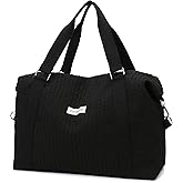 Travel Duffle Bag,Weekender Bags for Women Men,Overnight Carry On Tote Bags,Large Sports Gym Bags Portable Double Layer Wet Pocket Traveling Duffel Tote Bag Black