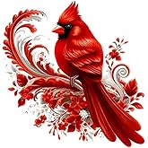 Cardinals Flower PVC Vinyl Car Decals Stickers Waterproof Self-Adhesive Decals for Cars, Laptops, Trucks, Motorcycles Wall Window Luggage Scratch Cover Door Decor Sticker