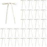 Meseey 30 Pcs Ivory Satin Bows with Twist Ties 5x7 Inch Pre-Tied Premade Ribbon Bows for Wedding, Bridal, Christmas, Vintage 