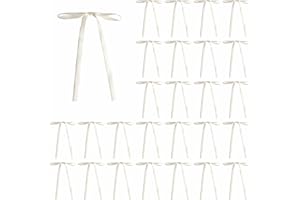 Meseey 30 Pcs Satin Bows with Twist Tie 5 x 7 Inch Pretied Premade Ribbon Bows for Tree Wreath Garland Home Decor Indoor Outdoor Decorations (Ivory)