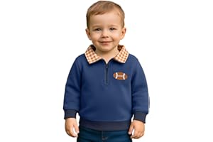 ZOELNIC Toddler Boy Quarter Zip Collared Pullover Long Sleeve Fall Winter Baby Boy Clothes Outfit 12M-4T