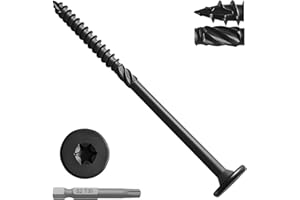 PUCISS Inch Lag Screws,Structural Wood Screws,Heavy-Duty Outdoor Deck Construction,Timber Screws,Framing,Rust Resistant Black Ceramic Coating,Torx Bit Included (1lb Black Flat Top, #14x4-1/2)