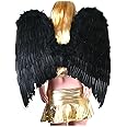 SACASUSA Extra Large FeatherHalloween Fairy Angel Wings 3 color Black, White or Red