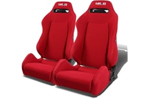 NRG Innovations RSC-220-NRG Pair of Type-R Universal Racing Seat with Red Stich and NRG Logo, 33 (H) x 22 (W) x 21.5 (D) Inches, Driver and Passenger Side, Red