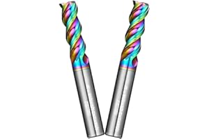 WEXWE Tools DLC Series Carbide Square End Mill, Diamond-Like Coating, End Mill for Aluminum, Copper, Magnesium Alloys, High Silicon Aluminum, Composite Materials, 3 Flute, Inch Size（5/16", 2pcs）