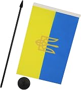 AZ FLAG Ukraine Coat of Arms Table Flag 5x8 in 21x14 cm with Pole view 3