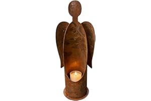 Angel Candle Holders, Metal Old Style Tea Lights Candles & Holders, Rust Color Angel Tealight Holder Ornament for Table Centr